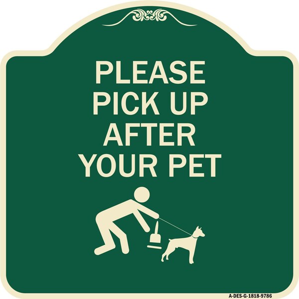 Designer Series-Please Pick Up After Your Pet Green, 18" x 18", G-1818-9786
